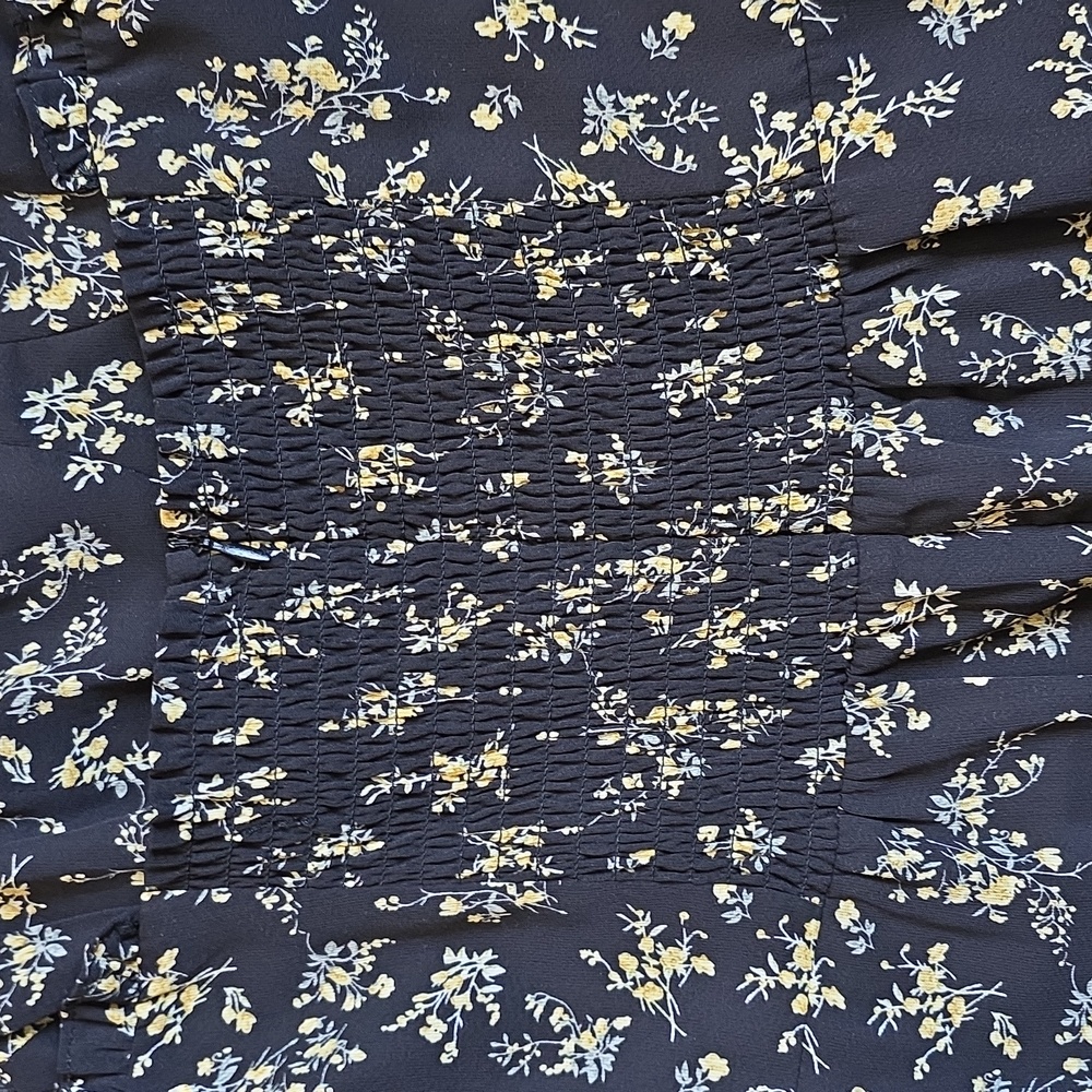 O.P.T Chic Black Floral Midi Dress with Ruffle Hem - Picture 12 of 15